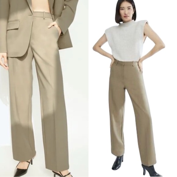 ARITZIA Babaton Agency Italian Twill Tan Wide Leg Pants Trousers - Picture 1 of 9